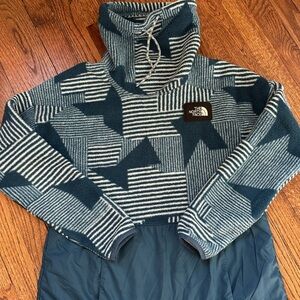 The North Face Blue and White Patterned Hoodie